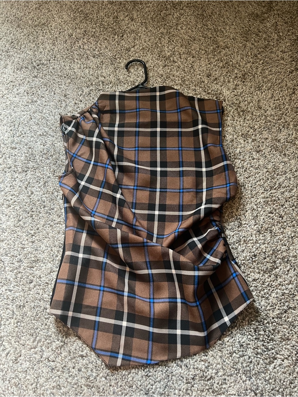 Brown Plaid Women's Top